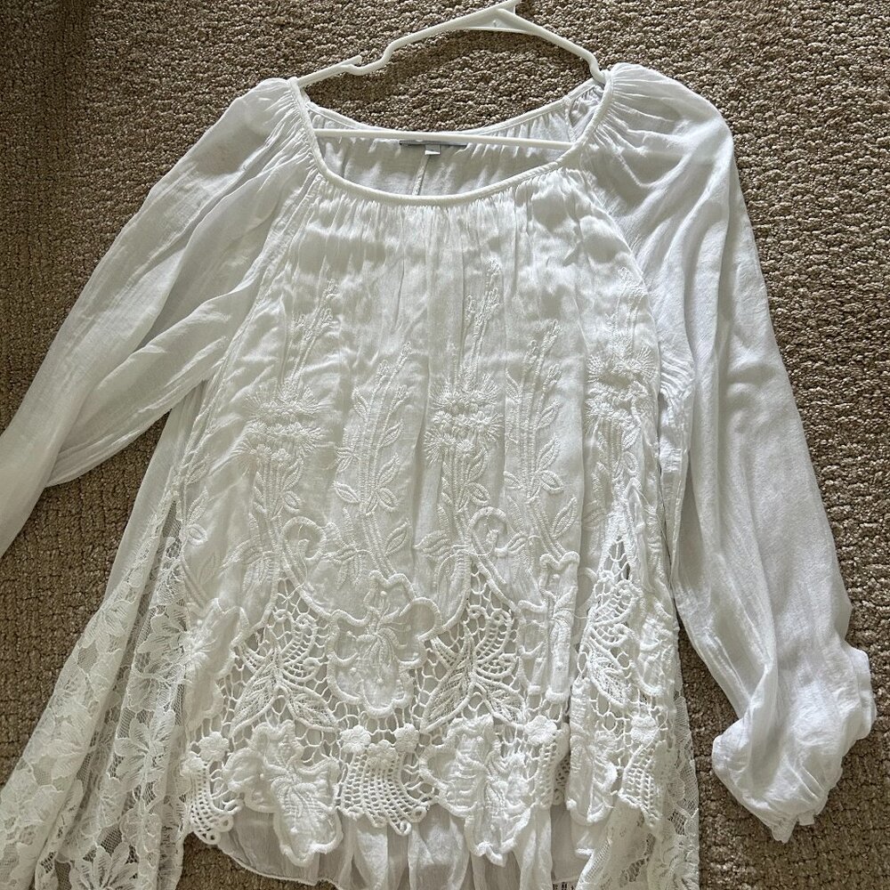 Tempo Paris Silk Lace Embroidered Top